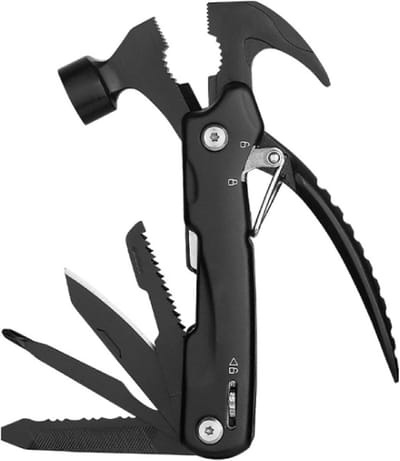 Multifunctionele Hamer - Gereedschap Multitool - Outdoor Activiteiten - 12-in-1 Functies - 236 gram - Zilverkleurig