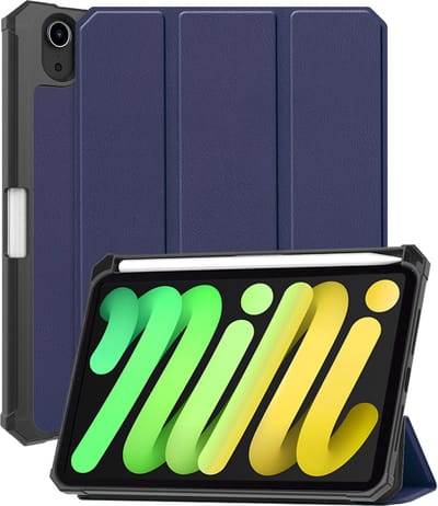 Hoes - Geschikt voor Apple iPad Mini 7 (2024) - 8.3 inch - 7e Generatie - Dun & Stevig - Trifold Bookcase - Hard Cover Case - Met Uitsparing Geschikt voor Apple Pencil - Hardcover Book - Tablet Hoesje - Donkerblauw