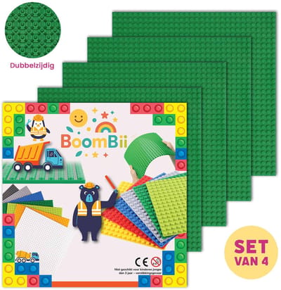 Dubbelzijdige bouwplaat donkergroen - LEGO geschikt - 4 bouwplaten