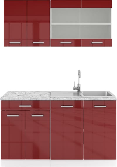 Vicco R-Line Eenpersoonskeuken – 140 cm zonder werkblad Rood hoogglans/wit