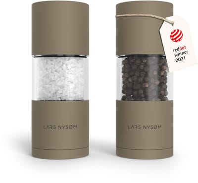 LARS NYSØM Sjæl Zout- en Pepermolen Set - Verstelbare maalgraad - Roestvrijstaal (Taupe Brown)