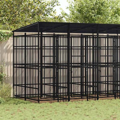 vidaXL - Hondenkennel - met - dak - 9,22 - m² - staal