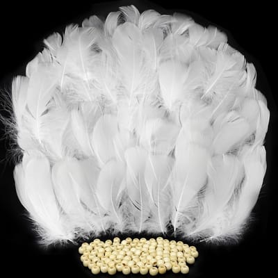 300 Stuks Decoratieve Witte Veertjes van 5-10 cm voor Creatief Gebruik, Bruiloften, Feestdecoratie en Dromenvangers