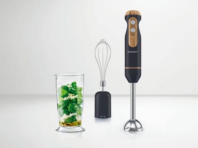 Silvercrest Staafmixer - 2-in-1: mixen en pureren - Vermogen: 600 W - Incl.: maatbeker - Blauw - 2-in-1: voor mixen en pureren - Turboknop voor krachtige impulsmixing - Hulpstukken gemaakt van RVS