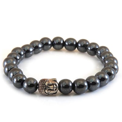 Armband met natuursteen kralen en boedha - Hematiet