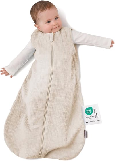 Babyslaapzak - Zomer trappelzak - Comfortabel slapen - Ademend gaasmateriaal - 60 cm - Beige