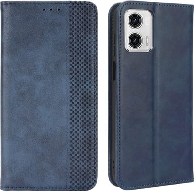 Coverup Hoesje - Geschikt voor Motorola Moto G53 Hoesje - Coverup Vintage Style Book Case - Blauw