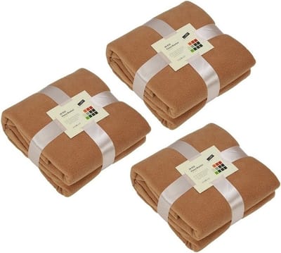 James & Nicholson Fleece bankdeken/plaid - 3x - camel bruin - 130 x 170 cm - 240 grams - pluisvrij - wasbaar