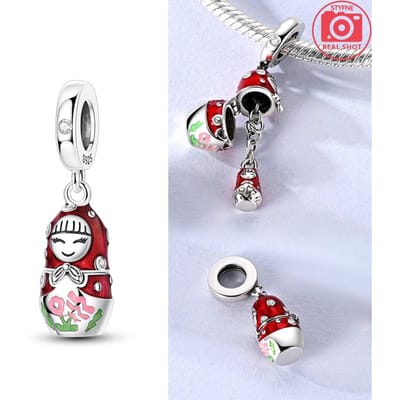 Matroesjka Mooie Poppen Hangers Koperkleuren Voor Bedeltje Koperkleuren Echte Armbanden Voor Sieraden Maken gray