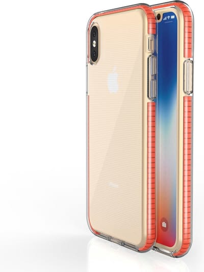 Peachy Beschermend gekleurde rand hoesje geschikt voor iPhone X XS Case TPE TPU back cover - Oranje
