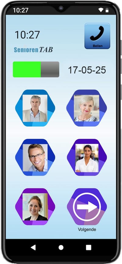 SeniorenTAB© Easy Smartphone - Eenvoudige Senioren Smartphone - 64GB - Bellen en Beeldbellen via Foto's - Groot en Overzichtelijk