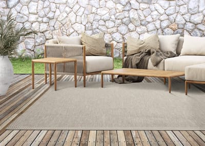 the carpet Calgary - Robuust Vloerkleed, Modern Design, Plat Geweven, Beige, 120 x 160 cm