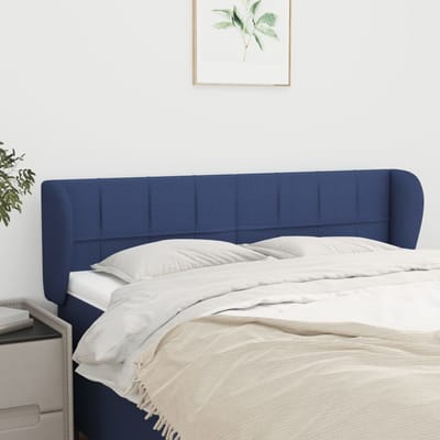 vidaXL - Hoofdbord - met - randen - 147x23x78/88 - cm - stof - blauw