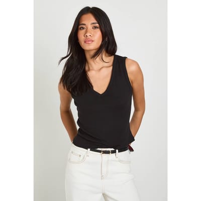 boohoo Dames Mouwloos Vest Top Met V-hals | Black | Maat: 6