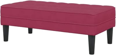 Fluwelen Bank - Ottoman Bank Zetel - Woonkamer Decoratie - Zacht Fluweel - 113 x 57 x 39 cm - Wijnrood