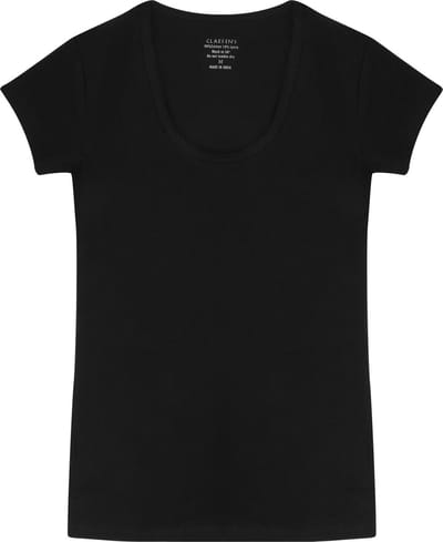 Claesen's® - Dames T-Shirt Cotton/Lycra - Zwart - 95% Katoen - 5% Lycra