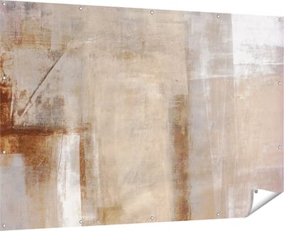 Gards Tuinposter Abstracte Kunst Bruin met Beige - 180x120 cm - Tuindoek - Tuindecoratie - Wanddecoratie buiten - Tuinschilderij