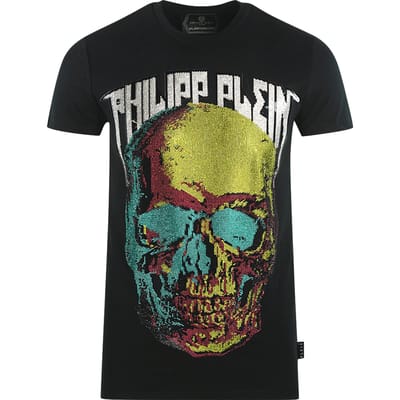 Philipp Plein groot meerkleurig doodshoofd zwart T-shirt
