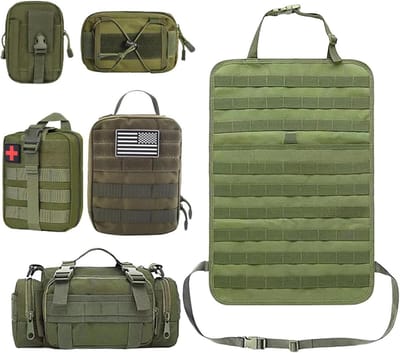 Achterbank Organizer - Opbergtas Auto - Auto Opbergen - Waterdicht Nylon - 6 Delig - Legergroen