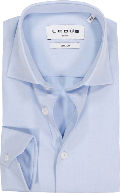 Ledub slim fit overhemd - popeline - lichtblauw - Strijkvriendelijk - Boordmaat: 42