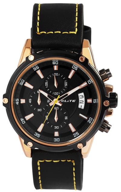 Elite Herenhorloge echt leer Datumaanduiding