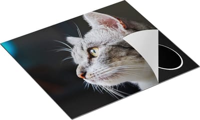 Chefcare Inductie Beschermer Kat met Gele Ogen van Dichtbij - 60x50 cm - Afdekplaat Inductie - Kookplaat Beschermer - Inductie Mat