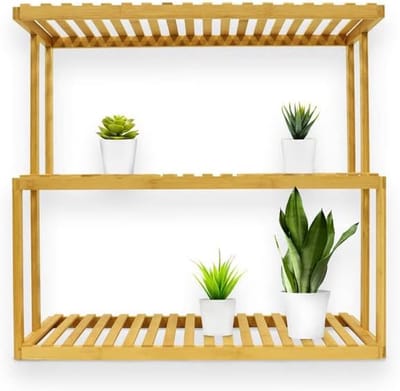 FLOORDIREKT Bamboe Bloementrap Kano - Houten Plank - Bloemstandaard - Plantenplank - Bloempothouder - Bloemplank voor Binnen en Buiten - 68 x 30 x 71 cm