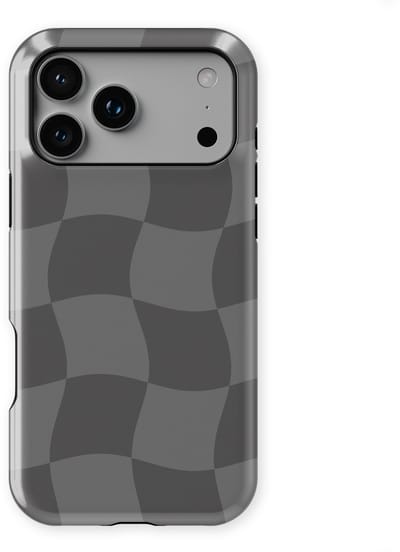 Checkered Warp Hoesje geschikt voor iPhone 17 Pro | Geschikt Voor Mag | Uniek Design Hoesje | Beschermhoes geschikt voor iPhone 17 Pro Grey Motion