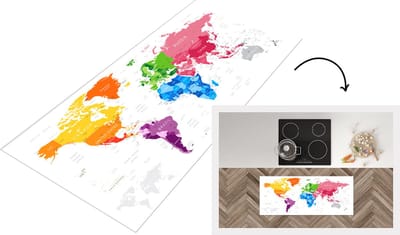Keukenloper - Loper keuken - Wereldkaart Kinderen - Kleuren - Tekst - 120x50 cm - Keukenloper vinyl
