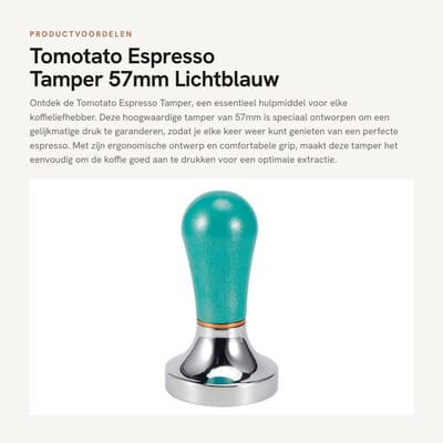 Dailygoods- Espresso Tamper 57 mm - Aluminium Koffie Tamper - Hand Tamper - Koffie Accessoire - Professionele Drukverdeling - Lichtgewicht 278g - Koffietamper