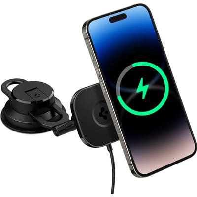 Spigen OneTap Pro 3 - Telefoonhouder auto - Dashboard of voorruit - Draadloos opladen - Magnetisch - Zwart