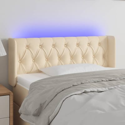 vidaXL - Hoofdbord - LED - 93x16x78/88 - cm - stof - crèmekleurig