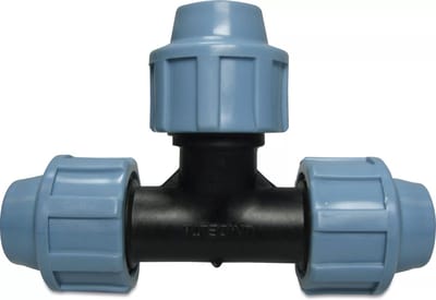 Unidelta T-stuk 90° PP 16 mm knel 16bar zwart/blauw DVGW/KIWA/WRAS
