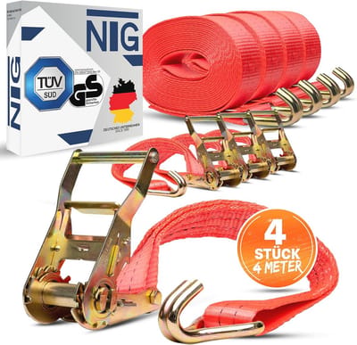 Spanbanden - Sjorbanden Ratelbanden - Vastzetten van lading - TÜV/GS-getest - 4 meter 2000 kg - Blauw