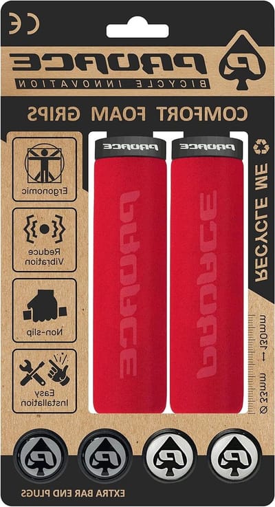 Fietshandgrepen Schuimrubber - Comfortabel Ergonomisch - Comfortabel Fietsen - Traagschuim Technologie - 130 mm Lengte - Rood