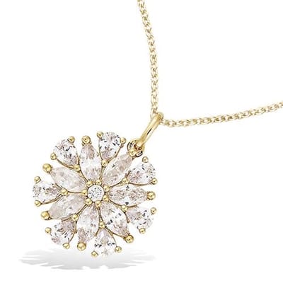 CHIVAL - Ketting 18K Verguld Goud " Nova Bloom" – Luxe Bloem Hanger - Rond - Hypoallergeen - Valentijn - Zirkonia - Moederdag - Perfect Cadeau voor Haar - Elegant - Geschenkverpakking