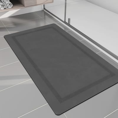 Antislip Badmat 40 x 60 cm - Superabsorberend en Wasbaar - Duurzame Badkamer Douchemat - Donkergrijs