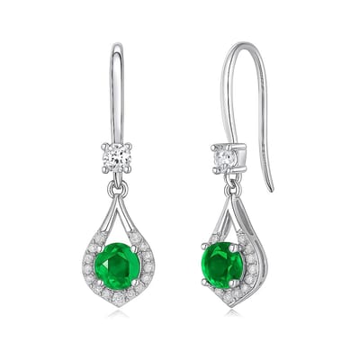 Zilveren Oorbellen met Smaragd - Zilveren Dames Oorbellen met Smaragd - Dames Smaragd Orbellen - Silver Emerald Earrings- Zilver 925 - Amona Jewelry