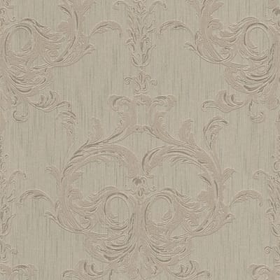 Barok behang Profhome 961963-GU textiel behang gestructureerd in barok stijl mat bruin beige 5,33 m2