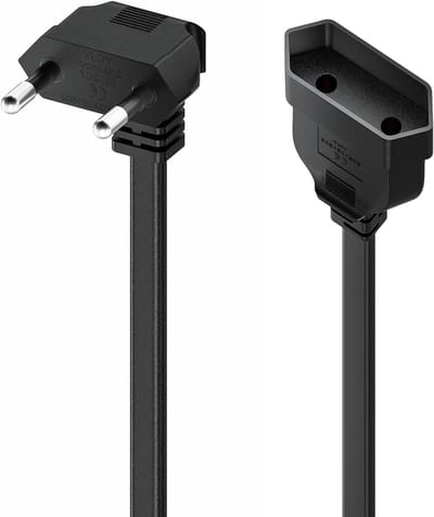 Rechthoekige Verlengkabel 3m met Platte Stekker - 250V/2.5A Euro Plug Type C voor TV, Monitor en Huishoudelijk Gebruik