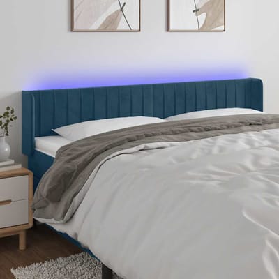 vidaXL - Hoofdbord - LED - 203x16x78/88 - cm - fluweel - donkerblauw