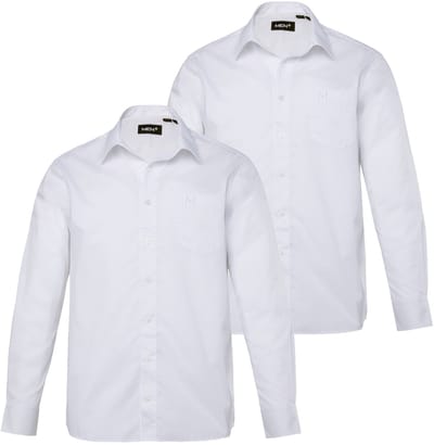 Men Plus - Heren - Zakelijk overhemd lange mouwen set van 2 variabele kraag - Sneeuwwit - Maat 5XL