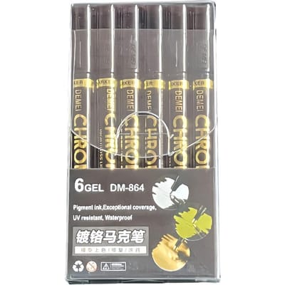 6 pièces/Kit Marqueur Stylo Peinture Chrome Miroir Liquide Haute Brillance 2mm DIY Réfléchissant Permanent Or ARGENT Pour Sur N'importe Quelle Surface