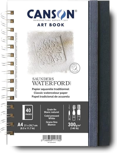 Professioneel Aquarelpapier Spiraalblok A4 300 g/m² Fijne Nerf 20 Vellen Katoen