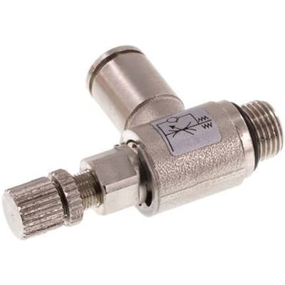 L-stuk Regelventiel 6 mm - G1/8'' Regeling-in Messing Kartelschroef