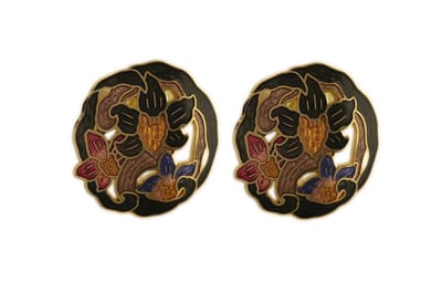 Behave - Oorbel steker bloemenmotief vintage stijl bruin 3cm