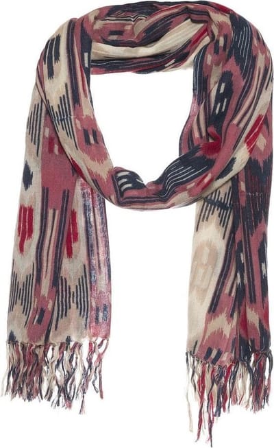 Sjaal rood - 100% wol - ikat print