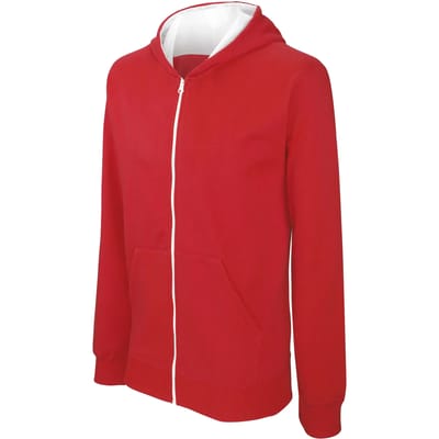 Kariban Kindersweater met rits en capuchon K486 - Red / White - 12/14 Y (12/14 ans)