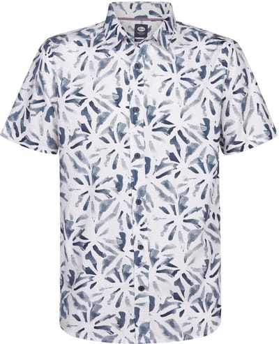 Petrol Industries - Heren Overhemd met all-over print Noche - Wit - Maat XXXL