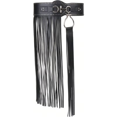 Punk Stijl Riem Metalen Klinknagel Decoratie Brede Taille Afsluitriem Elastische Halve Franje Taille Rok Riem 105cm zwart